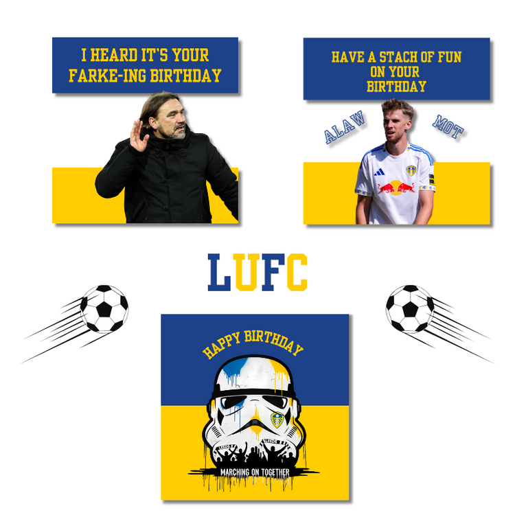 Leeds United greeting cards - funny LUFC banter birthday cards by Echo and Sprout Designs