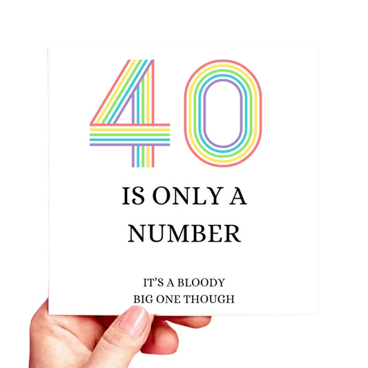Funny 40th Birthday Card – “40 Is Only a Number… But a Bloody Big One” – Cheeky Milestone Card for Her