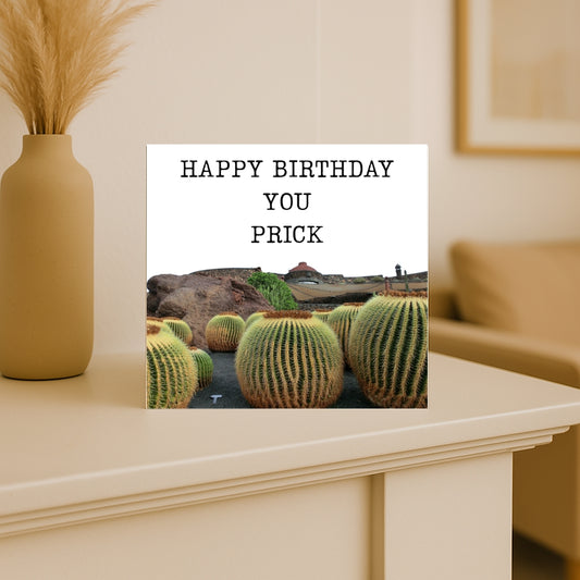 Funny Birthday Card for Him - 'Happy Birthday You Prick' - Rude & sarcastic Greeting