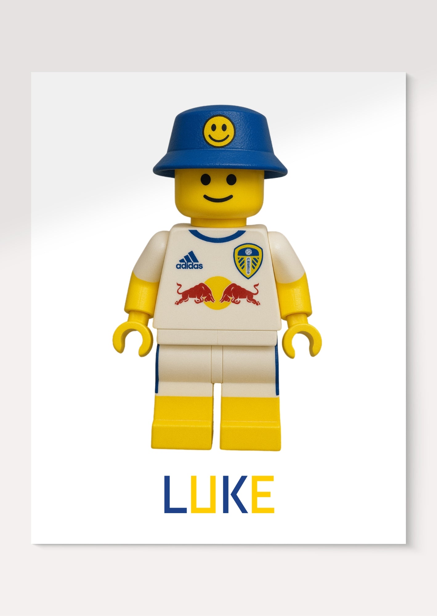 Personalised Lego style Leeds United print-Custom football wall art gift - A4 illustration - LUFC fan art for boys, men or kids - PRINT ONLY