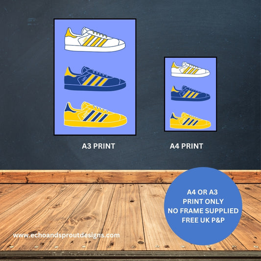 LUFC Leeds United casuals wall art print trainer print Leeds united gift