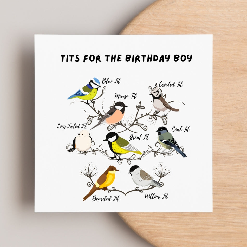 Funny birthday card for him. Tits for the birthday boy
